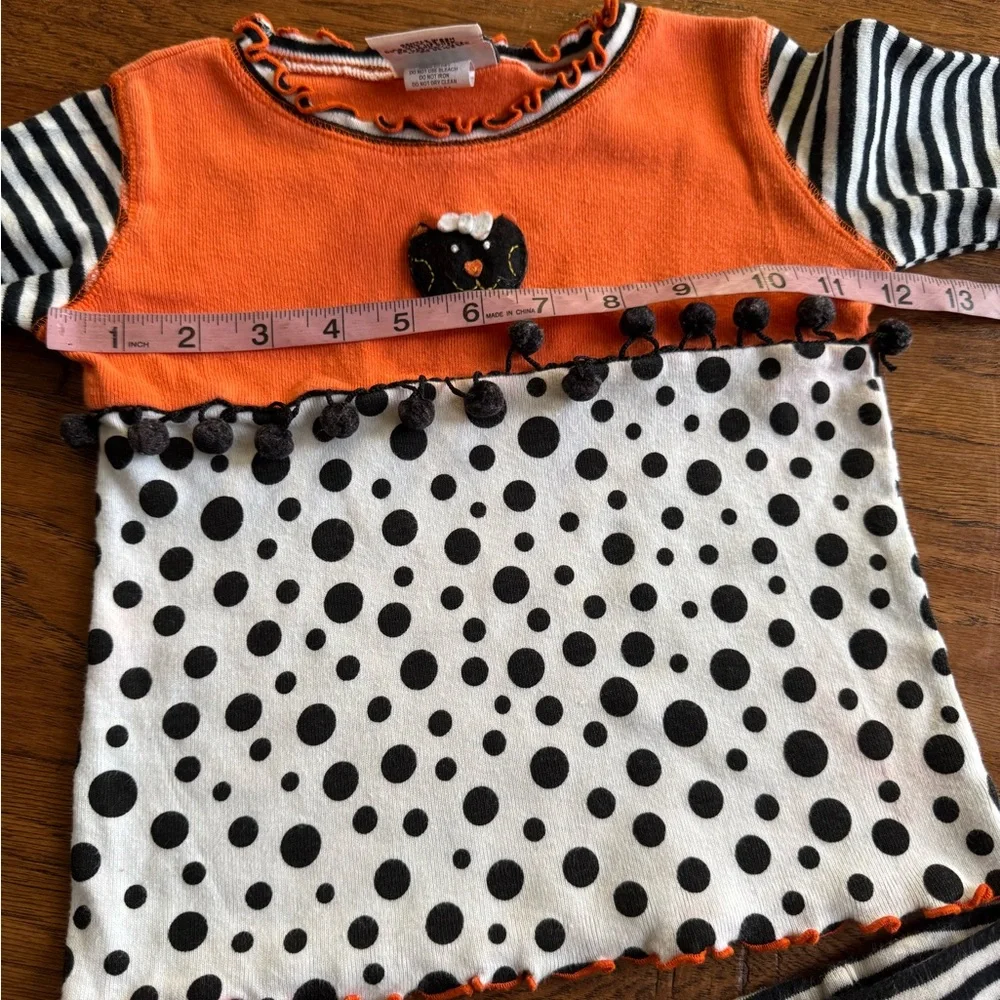 Miss Tee V-Us Orange and Black Striped Polka Dot‎ Outfit